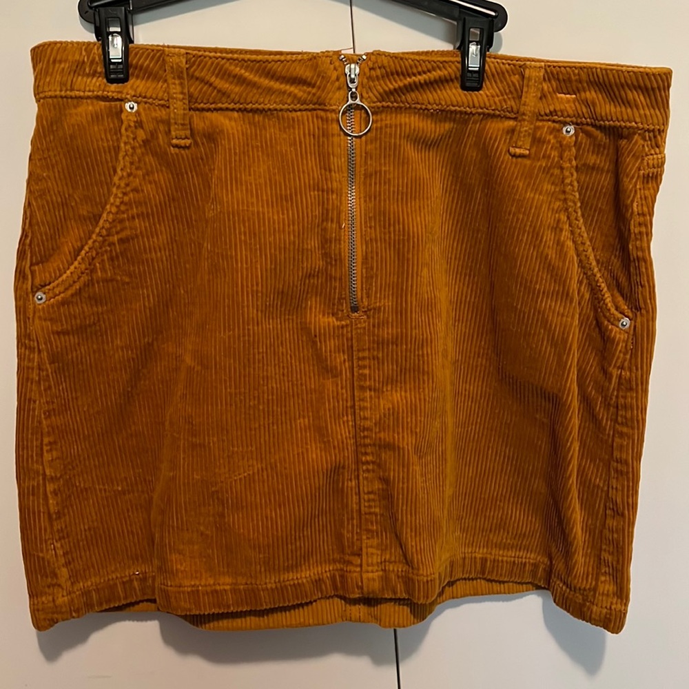 Arizona Jean Company Size 13 front zip Orange Brown mini skirt with pockets